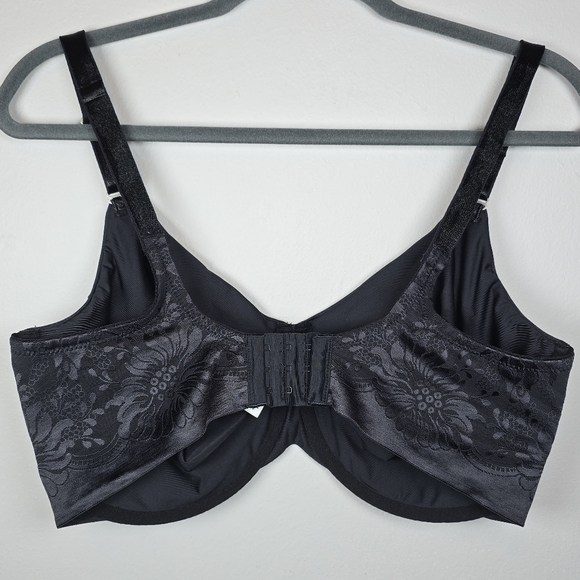 Lilyette Women's Black Floral Print 986 Full Support Minimizer Bra Size 38 DDD - Picture 5 of 9